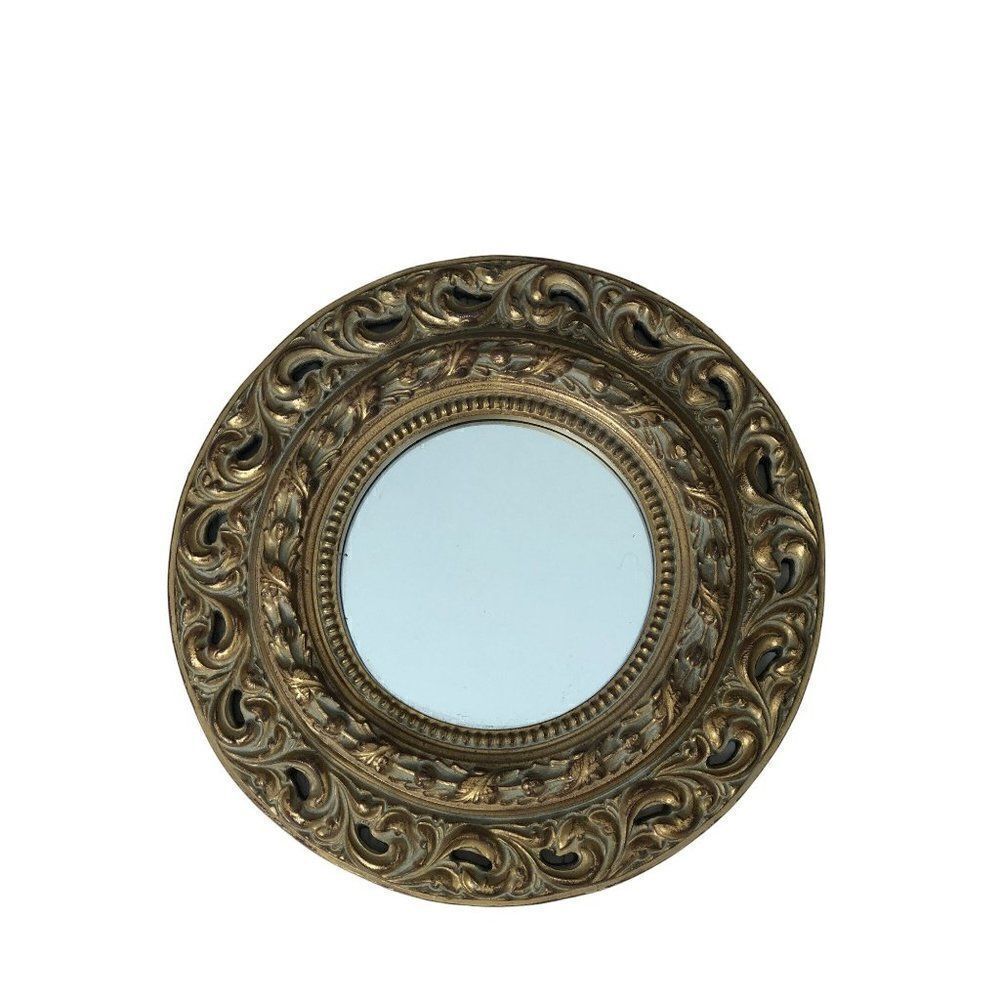 Vintage Round Gold Wall Mirror Framed